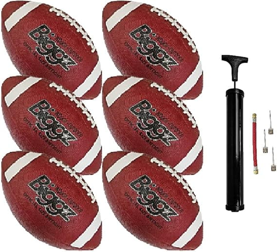 Biggz (Pack of 6) Premium Rubber Official Size Footballs with Hand Pump