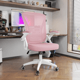 thumbnail image 1 of Biggzia Ergonomic Office Chair, Mid-Back Computer Chair with Adjustable Height, Flip-Up Arms and Lumbar Support, Mesh Desk Chair, Pink, 1 of 9