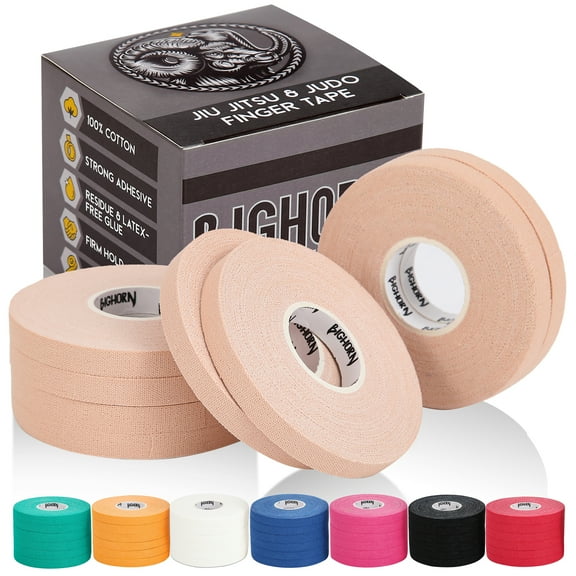 Bighorn Athletics Jiu-Jitsu Finger Tape, 0.3-Inch x 45-feet, 8-Rolls (Nude) - Versatile Tape for Martial Arts, Climbing, and More