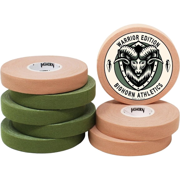 Bighorn Athletics Jiu Jitsu Finger Tape, Warrior Edition, 0.5-Inch x 45-feet, 8-Rolls (Military Green & Nude) - Versatile Tape for Martial Arts, Climbing, and More