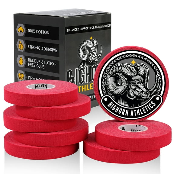 Bighorn Athletics Jiu-Jitsu & Judo Finger Tape, 0.5-Inch x 45-feet, 8-Rolls (Red) - Versatile Tape for Martial Arts, Climbing, and More