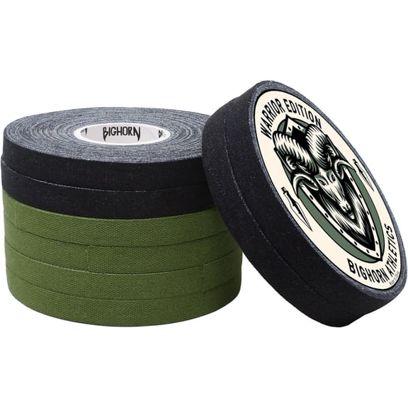 Bighorn Athletics Jiu-Jitsu & Judo Finger Tape, Warrior Edition 0.3-Inch x 45-feet, 8-Rolls (Military Green & Black) - Versatile Tape for Martial Arts, Climbing, and More