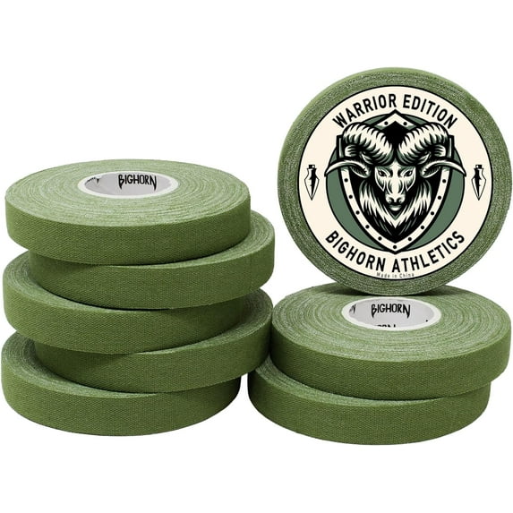 Bighorn Athletics Jiu-Jitsu & Judo Finger Tape, Warrior Edition, 0.5-Inch x 45-feet, 8-Rolls (Military Green) - Versatile Tape for Martial Arts, Climbing, and More