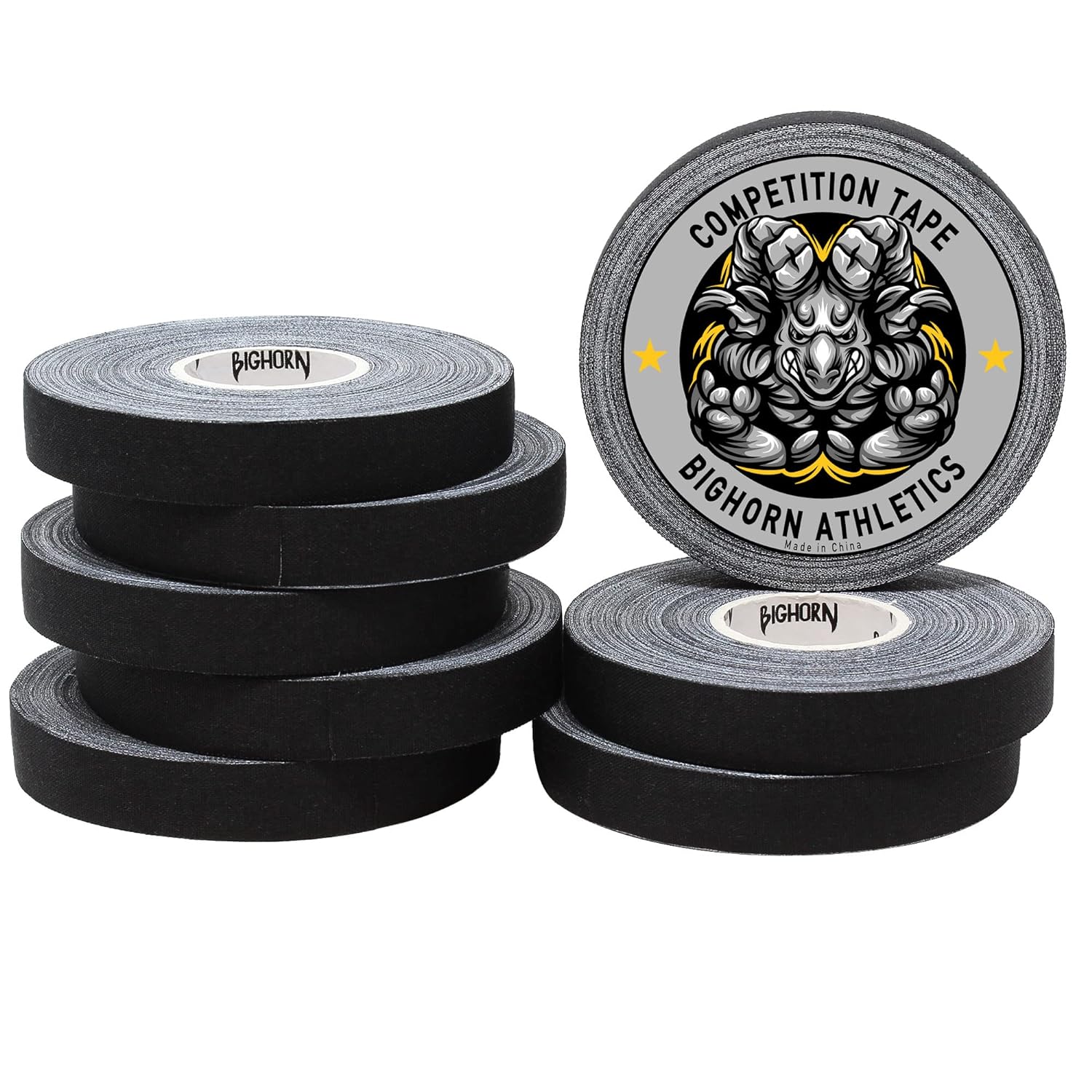 Bighorn Athletics Premium Competition Jiu-Jitsu Finger Tape, 8-Rolls, 50% Stronger Material, Residue-Free (0.5-Inch, Black)