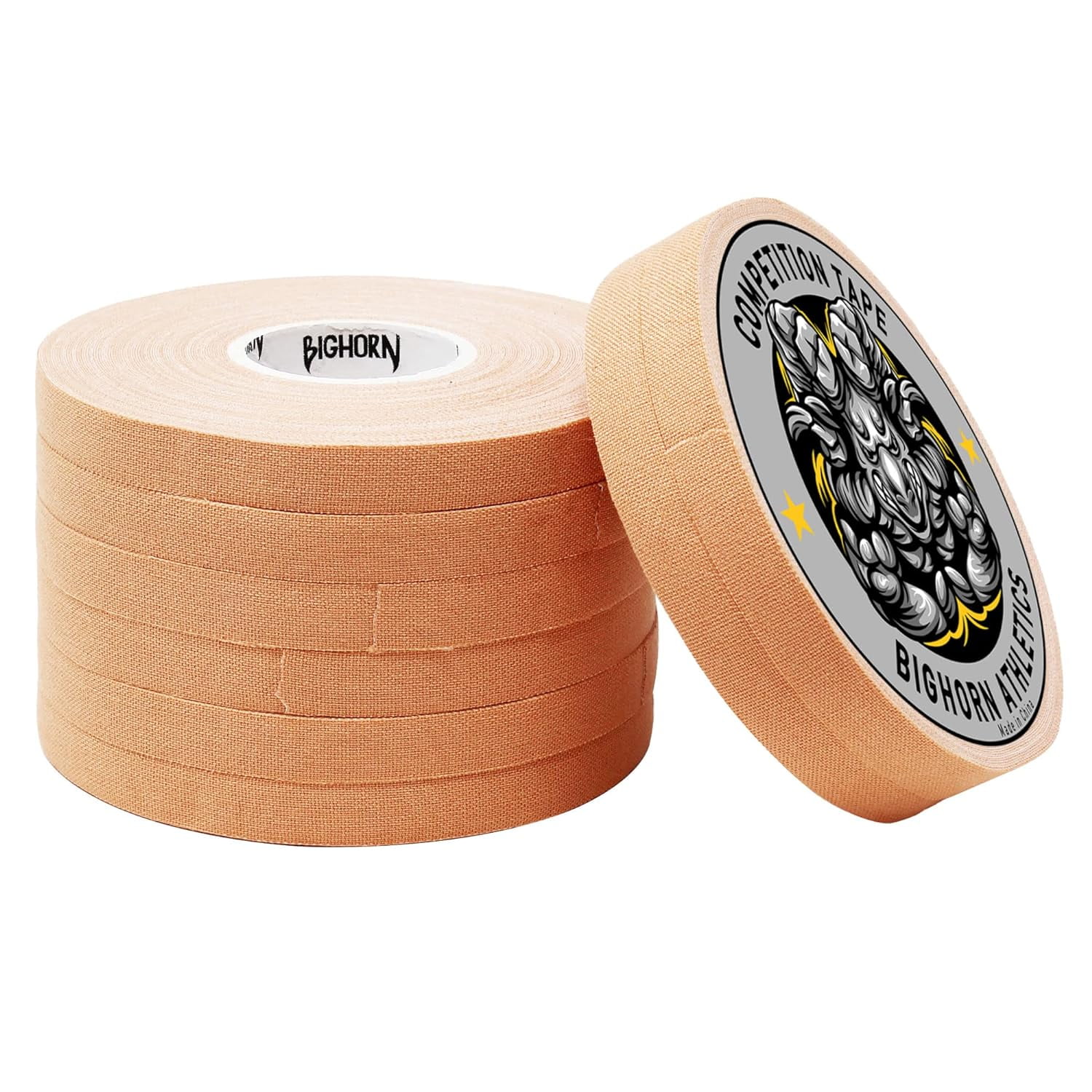 Bighorn Athletics Premium Competition Jiu-Jitsu Finger Tape, 8-Rolls, 50% Stronger Material, Residue-Free (0.5-Inch, Nude)