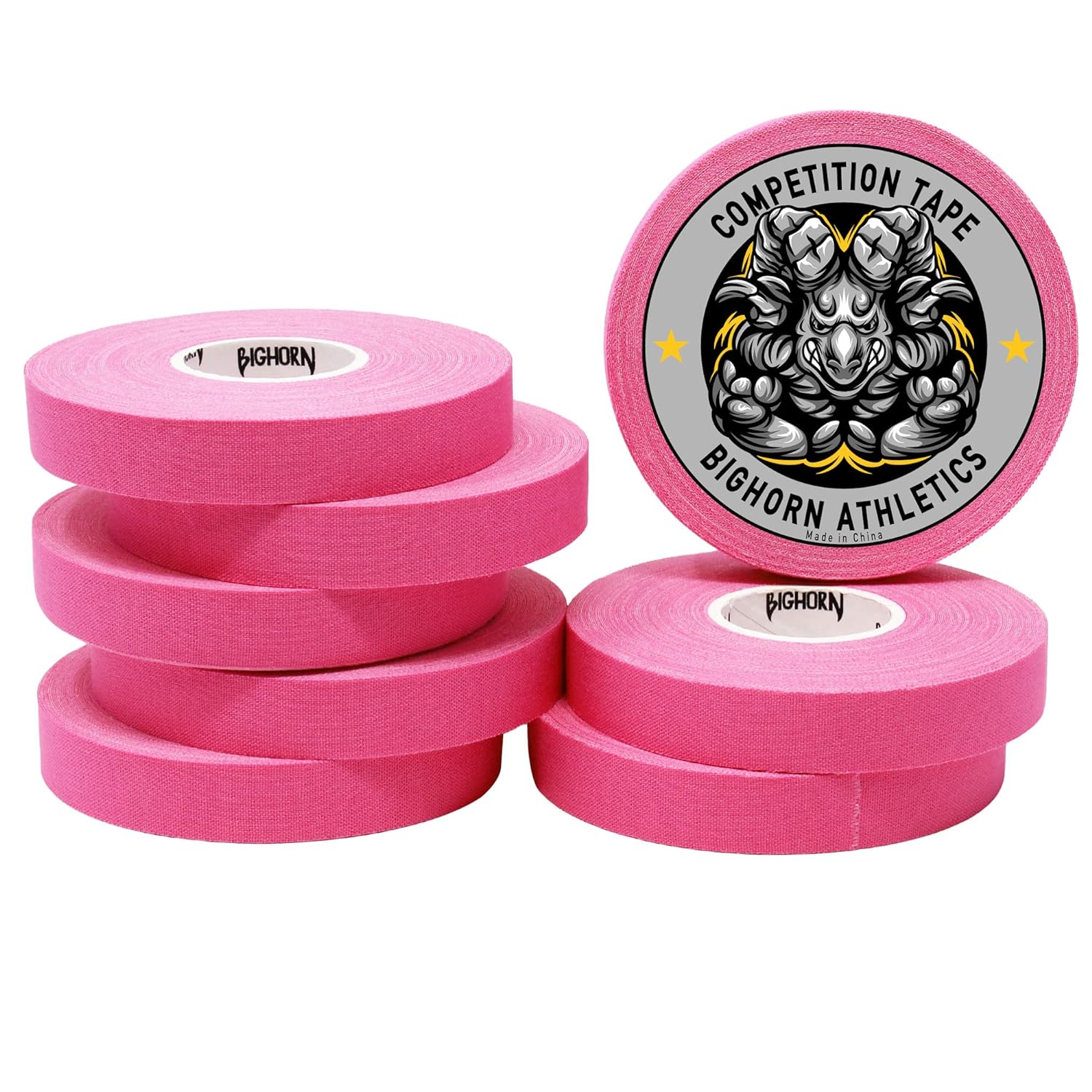 Bighorn Athletics Premium Competition Jiu-Jitsu Finger Tape, 8-Rolls, 50% Stronger Material, Residue-Free (0.5-Inch, Pink)