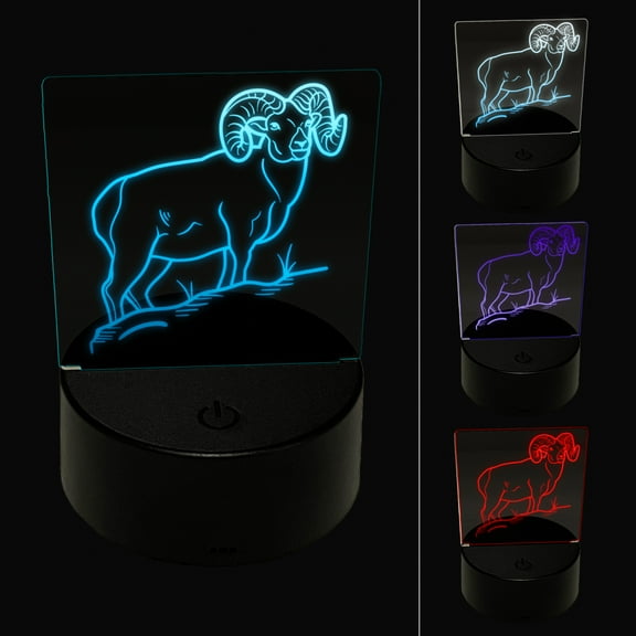 Bighorn Sheep Ram LED Night Light Sign 3D Illusion Desk Nightstand Lamp