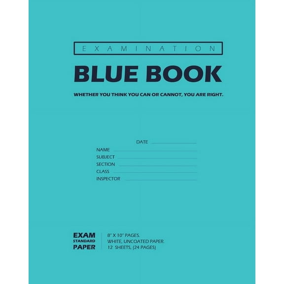Bigidea Wide Ruled Examination Blue Book, 8" x 10", White, 24 Pages