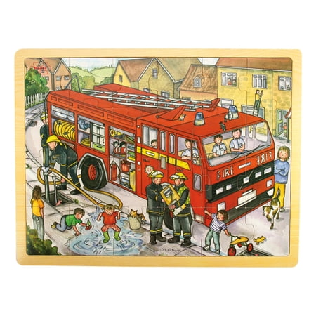 Bigjigs Toys - 24 Piece Tray Puzzle, Fire Engine