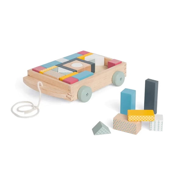 Wooden Cart with Colored Blocks | Blocks | Bigjigs Toys US