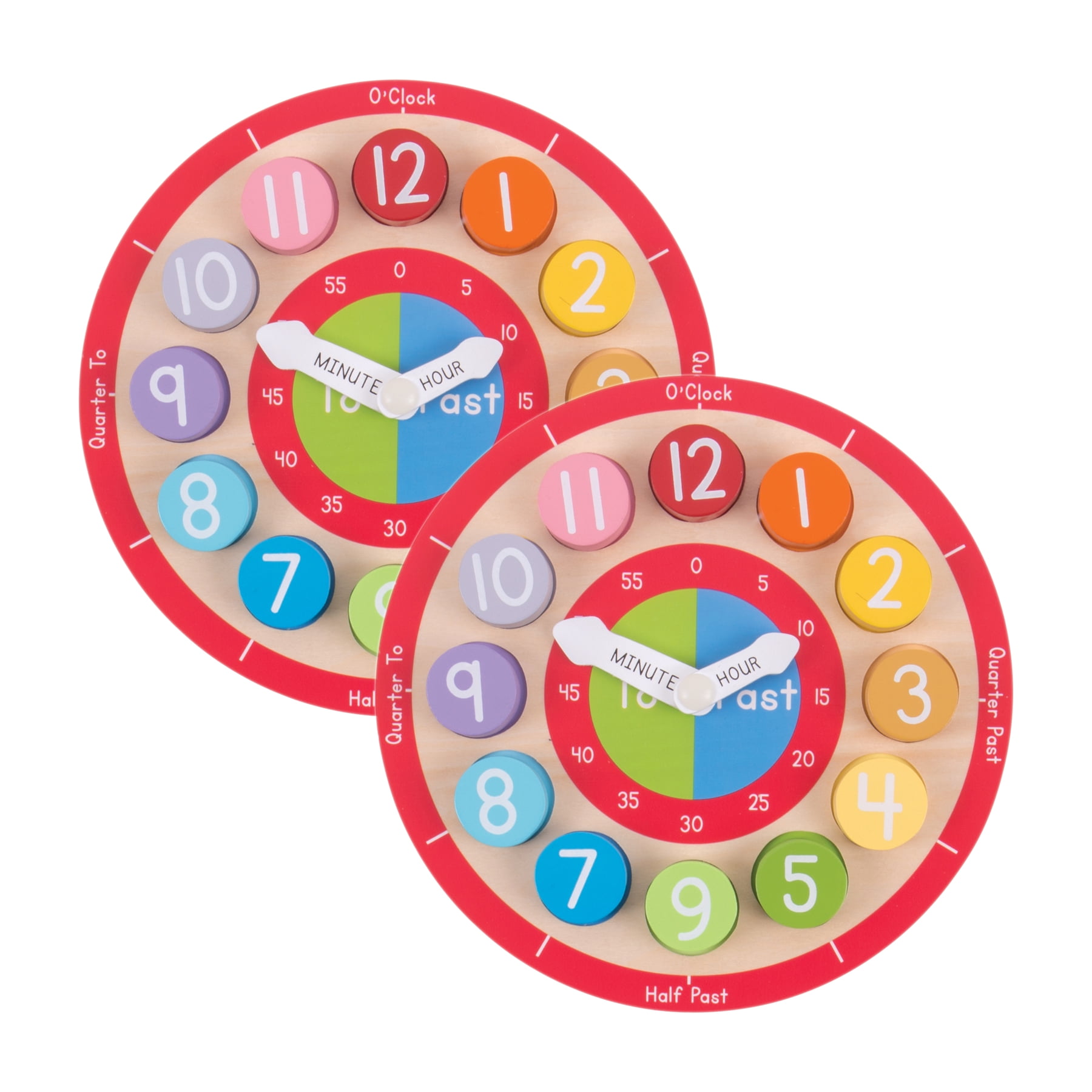 Bigjigs Toys Teaching Clock, Pack of 2