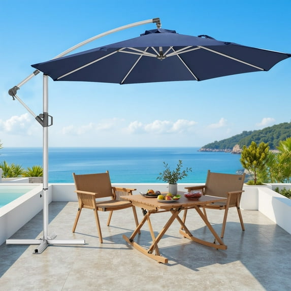 Bigleap 10ft Offset Umbrella Cantilever Patio Hanging Umbrella Outdoor Market Umbrella,Blue