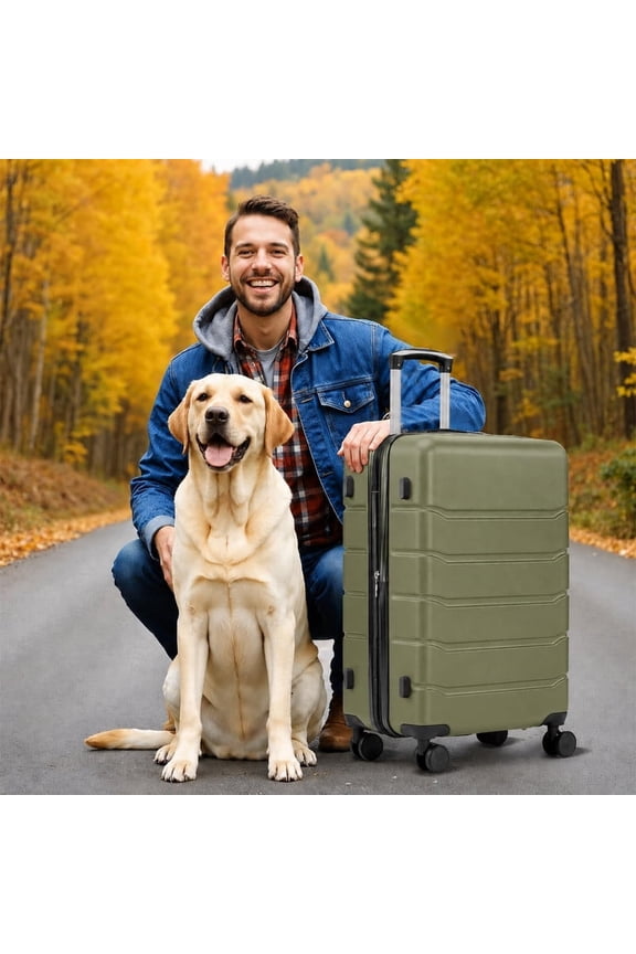 28 Inch Luggage Hardside Expandable Suitcase with Spinner Wheels TSA Lock, Green