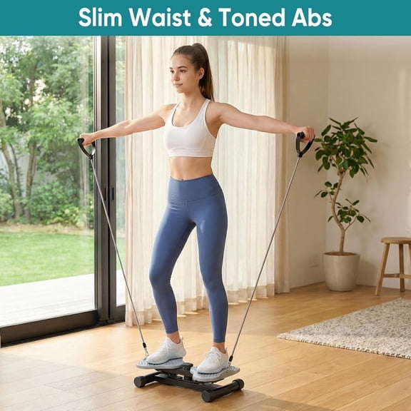 Nextay 300 Lbs Capacity Waist Twister Board, Silent Gray Core Exercise Machine with Resistance Bands