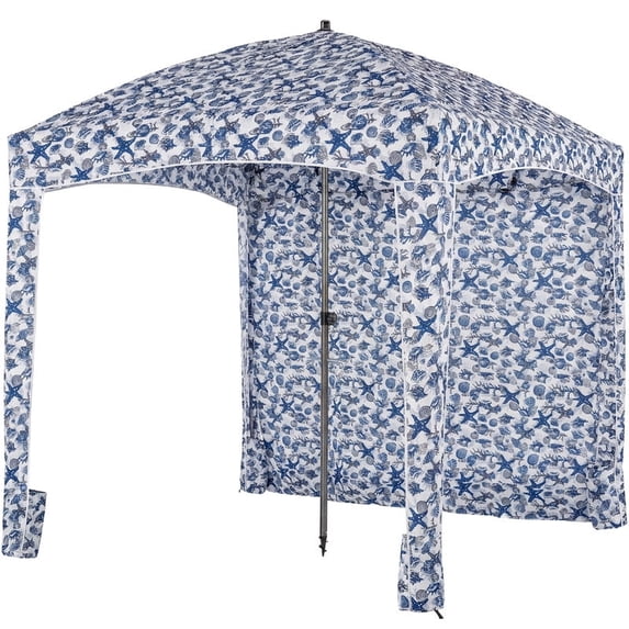 Bigleap 6x6ft Beach Cabana with Side Wall, UPF 50+ Sun Shelter & Wind-Resistant Canopy, Portable Beach Tent with Carry Bag (Starfish Shell)