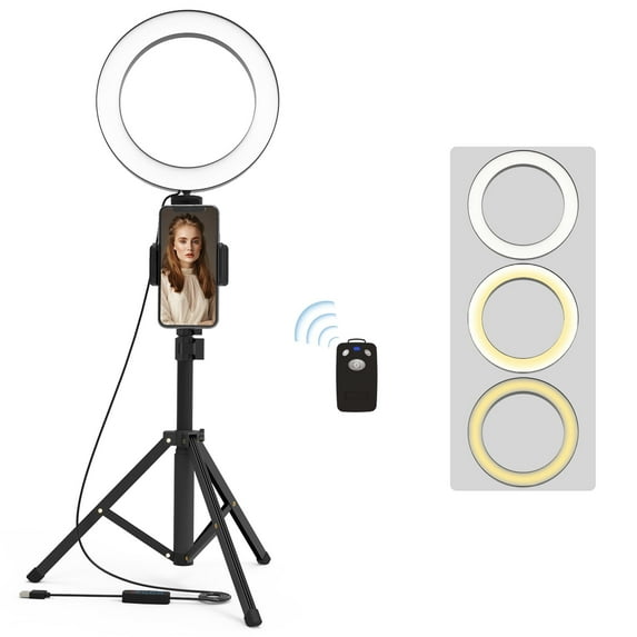 Bigleap 9-Inch Ring Light with Stand and Flexible Phone Holder,Adjustable 50" Tripod with Wireless Remote for Selfies