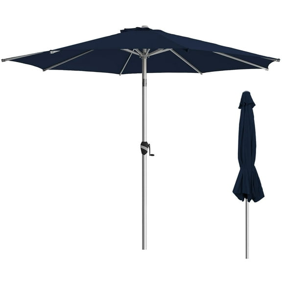 Bigleap 9FT Patio Umbrella, Market Umbrella with 8 Sturdy Ribs, Outdoor Table Umbrella for Garden, Lawn, Backyard, Pool, Dark Blue