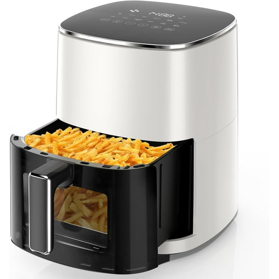 Bigleap Air Fryer, 6-Quart with Viewing Window, Beige