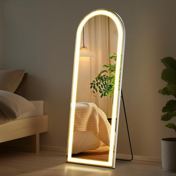 Bigleap Arched Mirror Full Length with LED Lights, 20"x63" Body Wall Mirrors, Tall Arch Mirror, Dimmable 3-Color Lighting for Bedroom Cloakroom