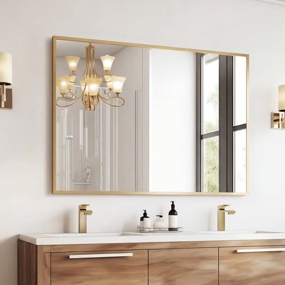 Nextay Bathroom Mirror, Gold Vanity Mirror Anti-Rust Aluminum Frame Wall Mounted Mirror, Rectangular Mirror for Bathroom, Bedroom, Vanity(40"x30")