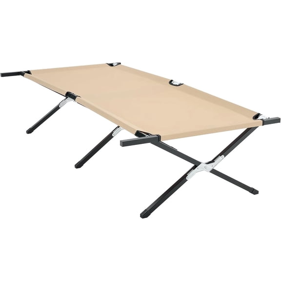 Nextay Camping Cot for Adults, 300LBS Heavy Duty Folding Cot, Portable Army Cot for Outdoor Travel, Guest Bed, Home Office, Khaki
