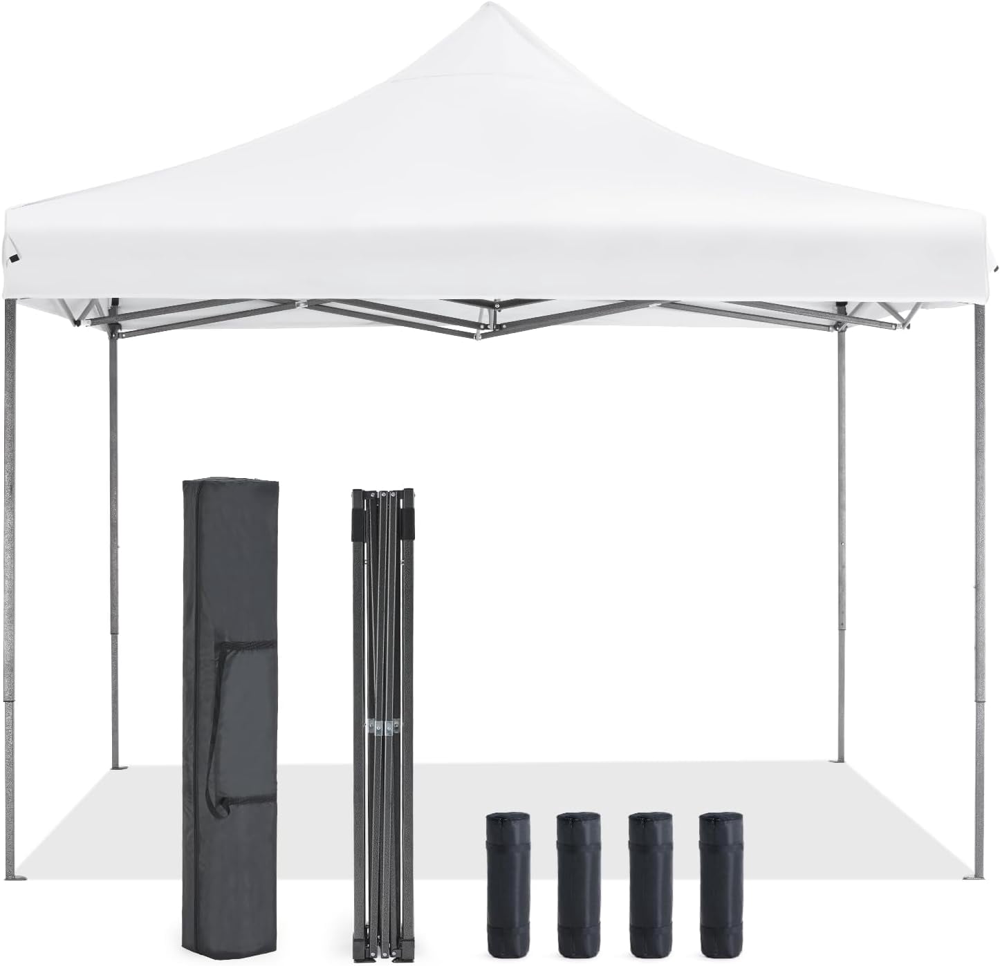 Bigleap Canopy Tent 10x10 Pop Up Canopy Heavy Duty Canopy Tents for Parties Backyard Waterproof Portable Tent Pop Up Shade Canopy with Sand Bags, White