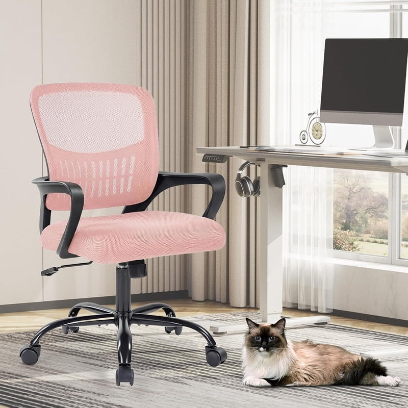 Bigleap Ergonomic Mesh Office Chair – Home Desk Chair with Lumbar Support, Pink Computer Chair