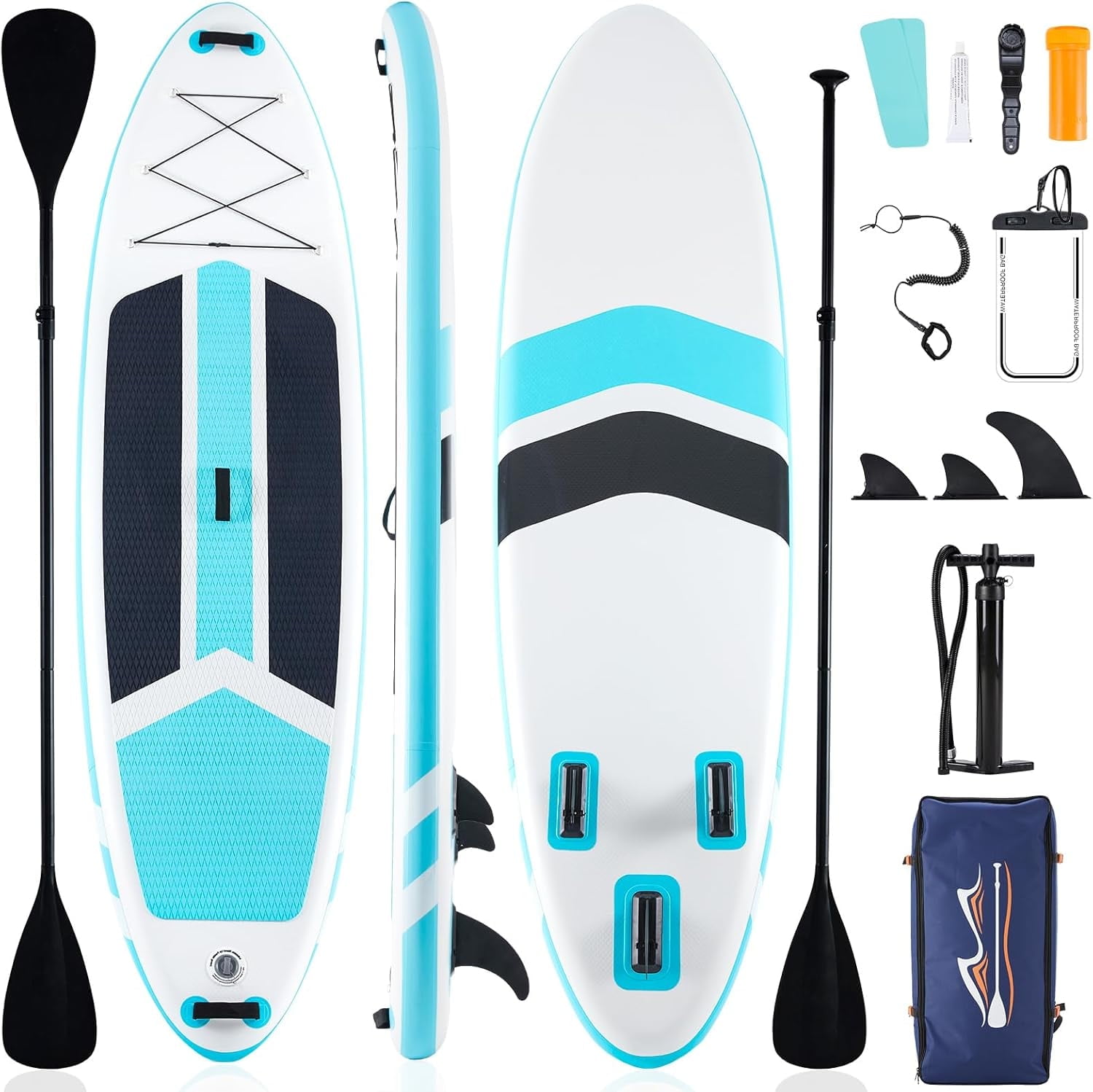 Bigleap Inflatable Paddle Board Stand Up Paddle Board 6‘’ Thick 2-in-1 Paddle with Sup Accessories & Carry Bag & Fast Pumping for All Skill Levels, Blue