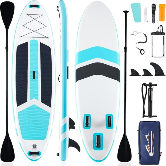 Bigleap Inflatable Paddle Board Stand Up Paddle Board 6‘’ Thick 2-in-1 Paddle with Sup Accessories & Carry Bag & Fast Pumping for All Skill Levels, Blue