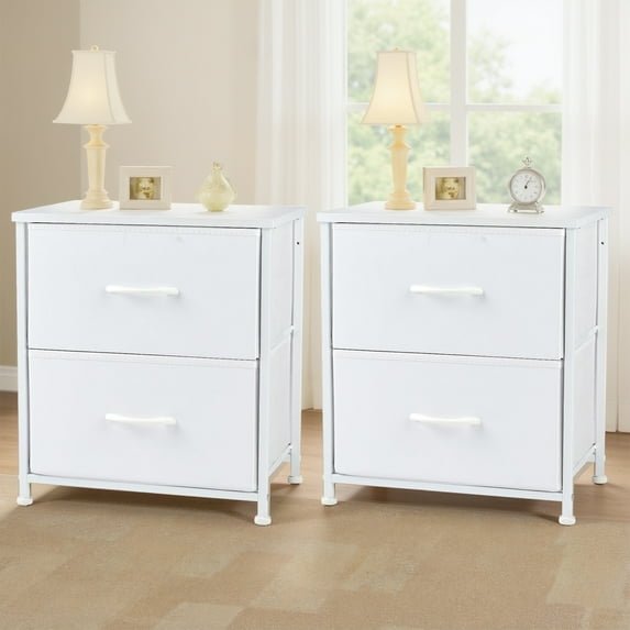 Bigleap Nightstand Set 2, 2 Drawer Dresser for Bedroom, Bedside Furniture, End Table for Bedroom, Closet, Entryway, White
