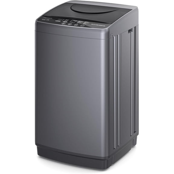 Bigleap Portable Washing Machine 7.7 lbs, Full-Automatic Compact Washer, 10 Cycles LED Display for Apartments, Dorms, RV, Gray