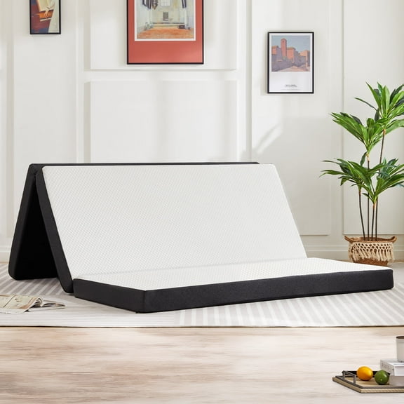Bigleap Trifold Foldable Mattress for Floor and Traveling with Removable Cover - Lightweight and Portable Foldable Mattress for Adults & Kids - Compact and Easy to Storage