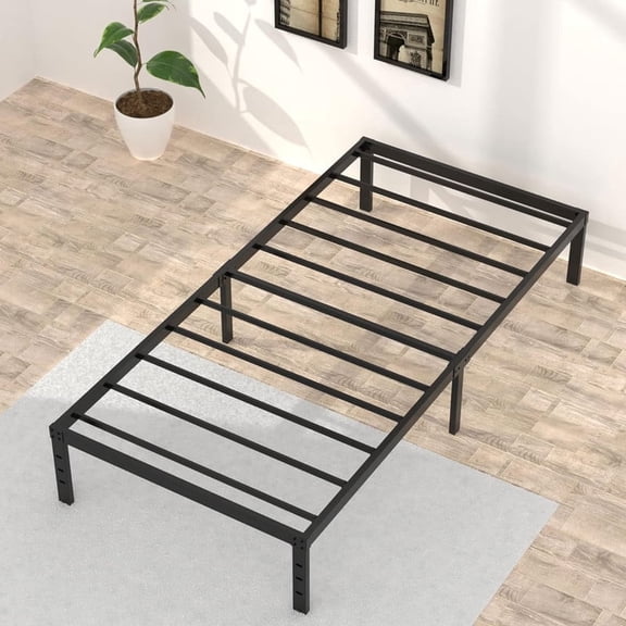 Nextay Twin Size Bed Frame, Heavy Duty Metal Platform with 16'' Underbed Storage, No Box Spring Needed,Black
