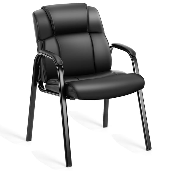 Bigleap Waiting Reception Guest Set of 1,Conference Room Lobby Padded Arms, Desk Chair No Wheels Executive Office Chair PU Leather Conference Room Chairs