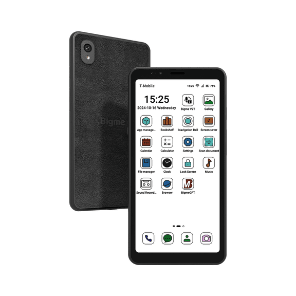 Bigme HiBreak Color E-Ink Smartphone, 6G+128GB, Android 11, 5.84-Inch HD Screen, 36-Level Front Light, USB-C, 3300mAh Battery, Dual Camera - Black