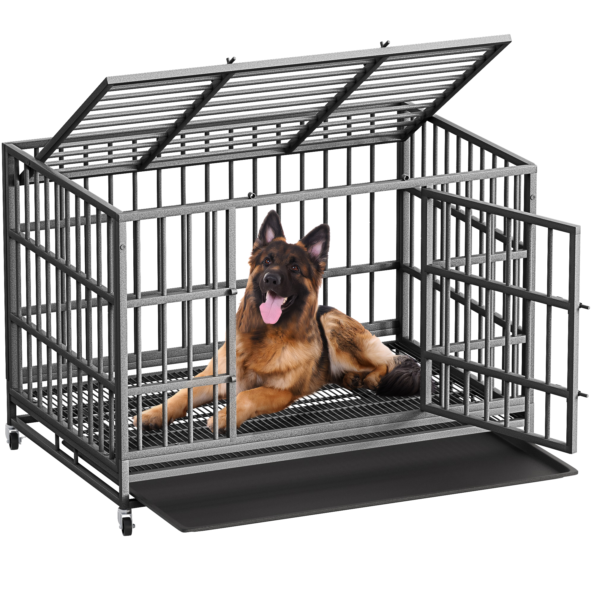 CHEW PROOF DOG CRATE WITH WIRE STRIPS Brown Maple Bing Cherry Maple