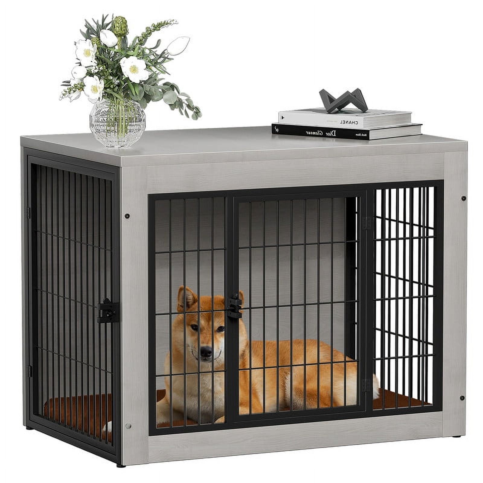Bigrab Dog Crate Furniture Large Dog Cage End Table with Cushion