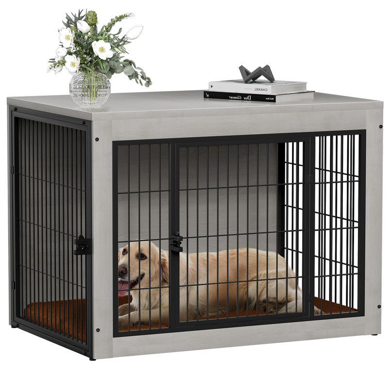 Bigrab Dog Crate Furniture Large Dog Cage End Table with Cushion