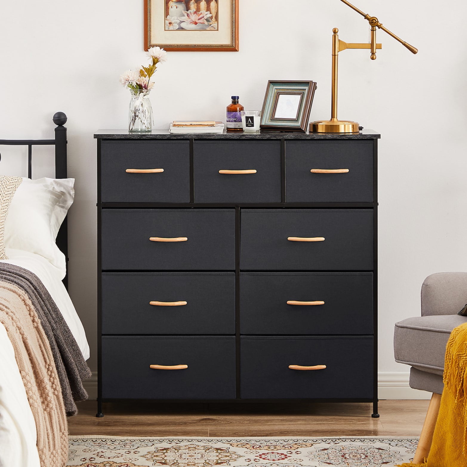 Bigroof 9 Drawers Dresser for Bedroom Furniture, Tall Chest Tower ...