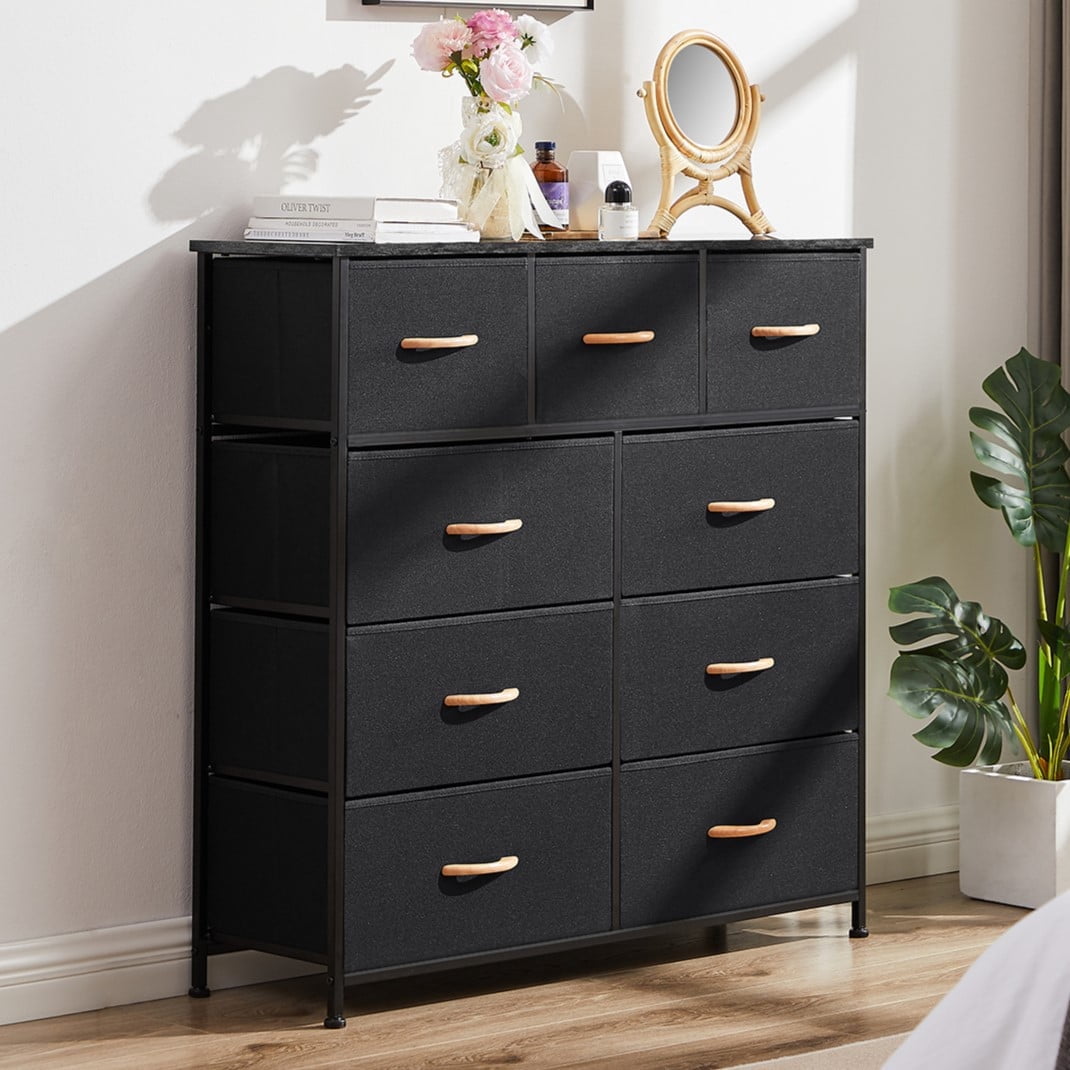 Bigroof 9-Drawer Dresser, Bedroom Storage Organizer, Black Metal Frame Furniture - Walmart.com