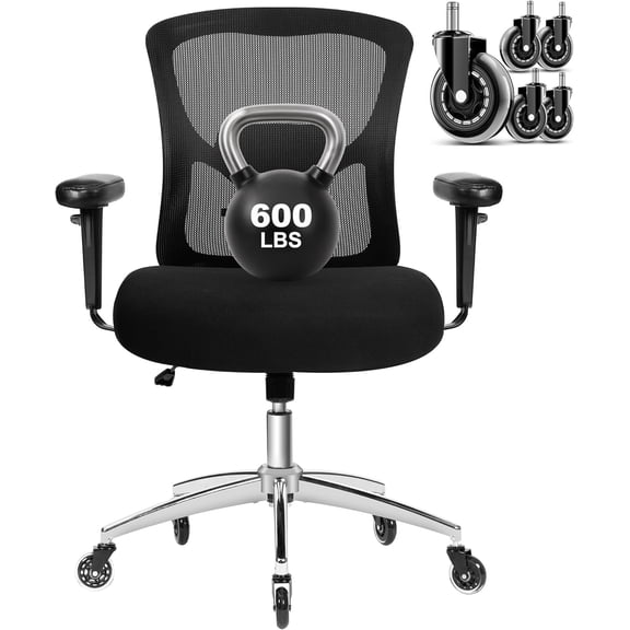 Bigroof Office Chair 600lbs, Ergonomic Computer Chair 3D Adjustable Armrest Lumbar Support for Home Office