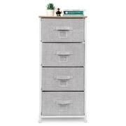 Bigroof Dresser for Bedroom Storage Organizer, Fabric Drawers for Closet Bedroom Furniture for Clothing Shelves Steel Frame Wood Top(Light Grey-4 Drawers)