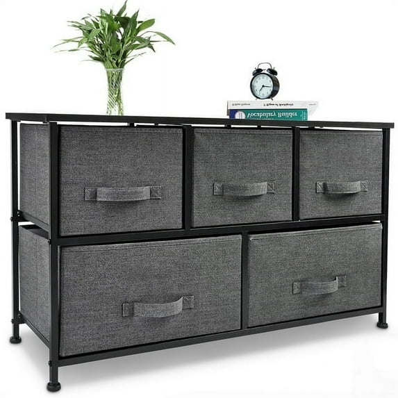 Bigroof 5 Drawers Dresser Chests for Bedroom, Wide Chest of Drawers, Dressers Organizer for Bedroom, Living Room, Hallway