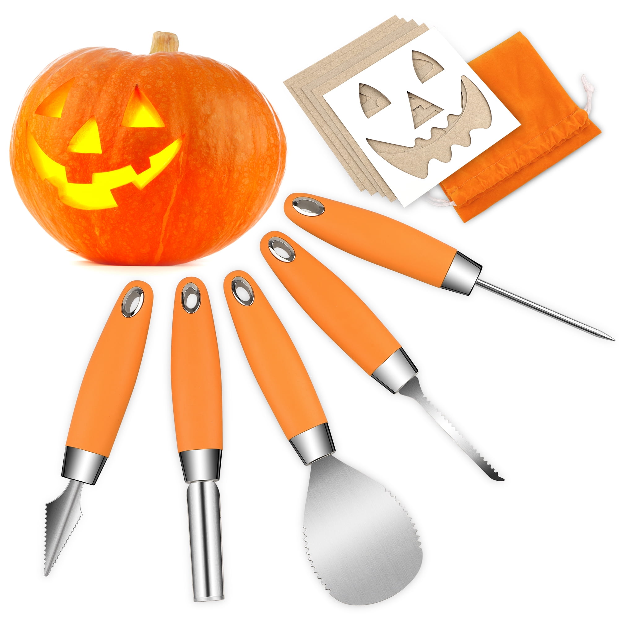 Bigroof Professional Pumpkin Carving Tool Kit 5 PCS Premium Stainless