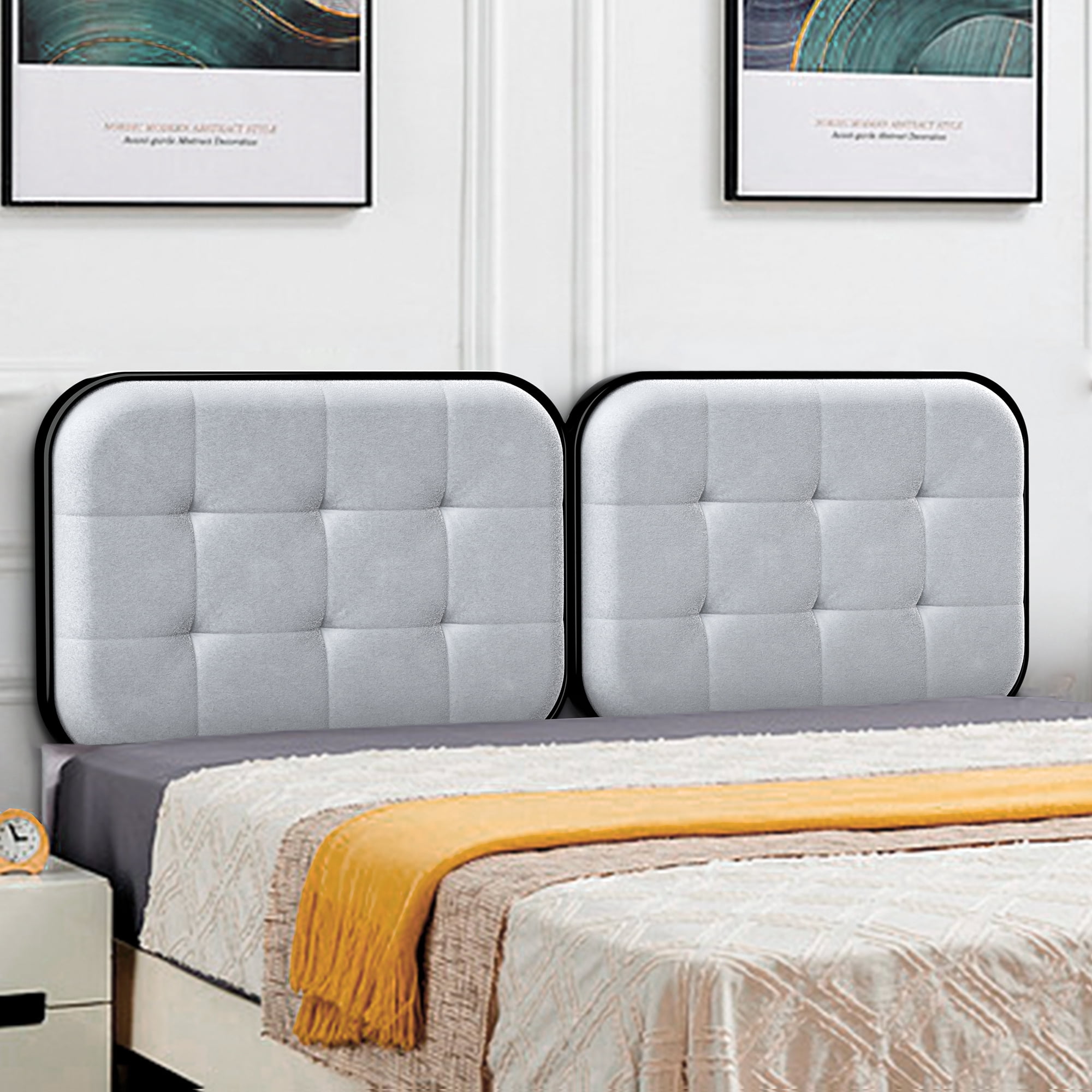 Bigroof Wall Mounted Headboard Upholstered Bed Board Queen/Cal King ...