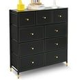 thumbnail image 1 of Bigroof Wide Dresser Storage Tower with Sturdy Steel Frame, 9 Drawers of PU Leather Finish Fabric Bins, Organizer Unit for Bedroom, Hallway, Entryway, Dark Gray Black, 1 of 10