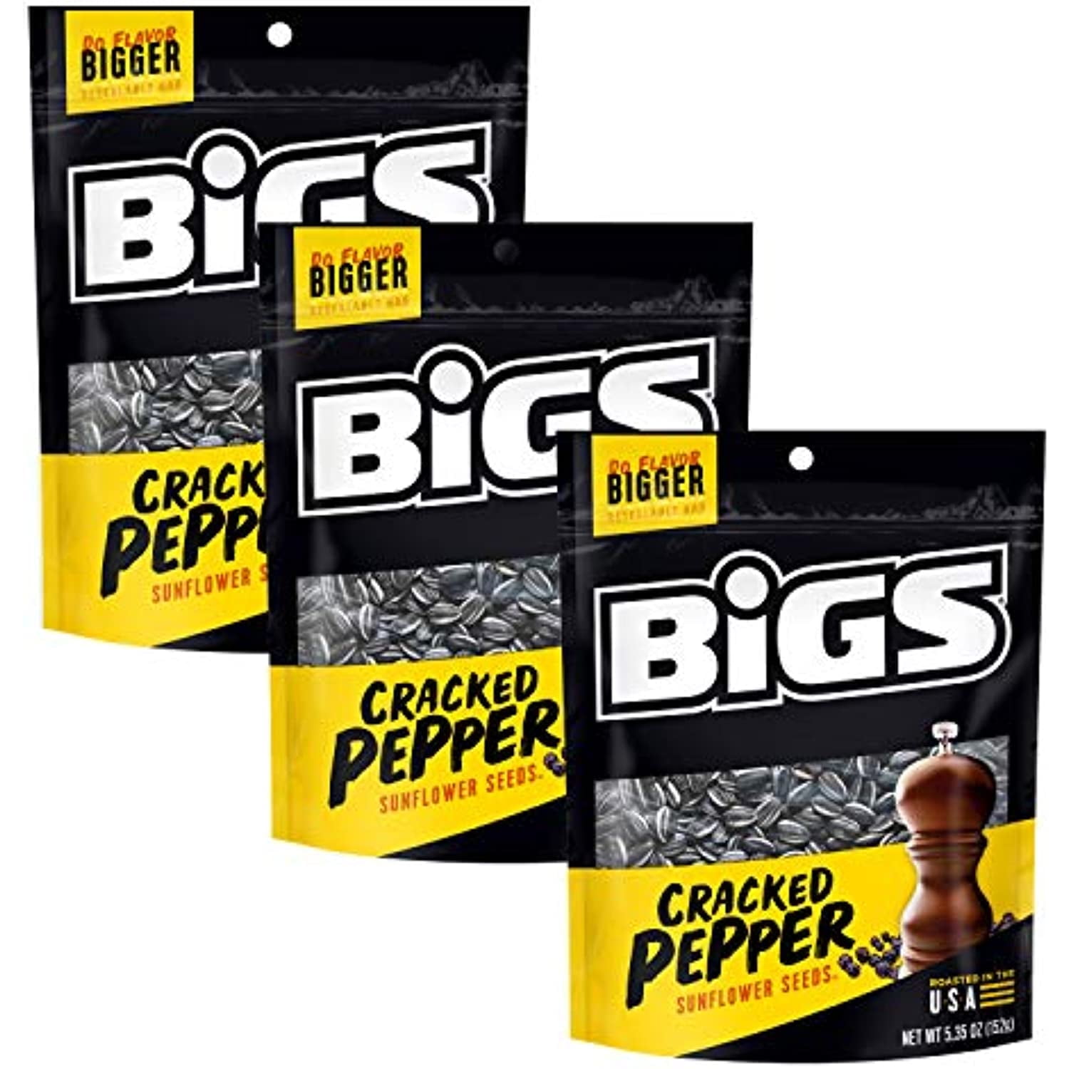 Bigs Cracked Pepper Sunflower Seeds, 5.35-Ounce Bag (Pack Of 3)