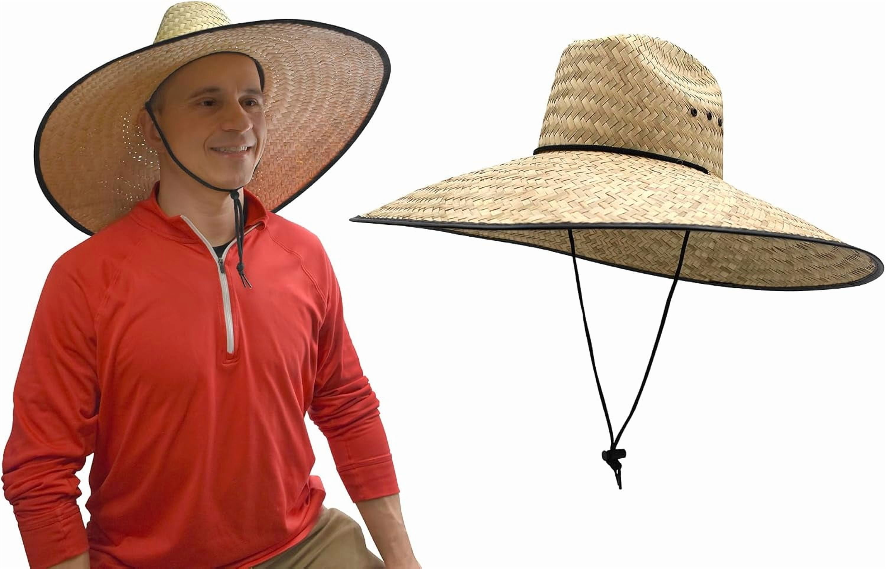 Bigs Novelties Huge Large Fit Hard Shell Double Weaved Straw Lifeguard Shade Gardening Hat Wide Brim Outdoor Sun Hats