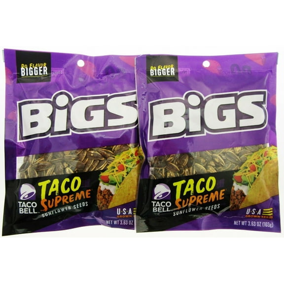 Bigs Taco Bell  Taco Supreme  Sunflower Seeds  3.63oz bag  Lot of 2