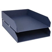 Bigso 789256901N Hakan Fiberboard Two Tier Stackable Letter/Document Tray, 2.5 x 9 x 12.2 in, Blue